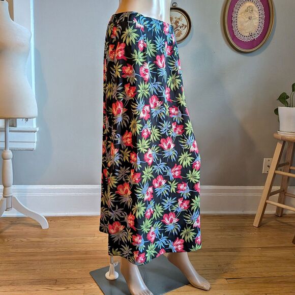 NWT 1990s Sag Harbor Dark Floral Midi Skirt Cottagecore Tropical Size Small - Picture 2 of 8